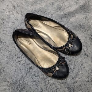 Guess Black Ballet Flats Leopard Size 6.5